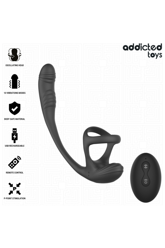 ADDICTED TOYS - PLUG ANALE CON VIBRAZIONE E OSCILLAZIONE A 360º E STIMOLATORE DEI TESTICOLI