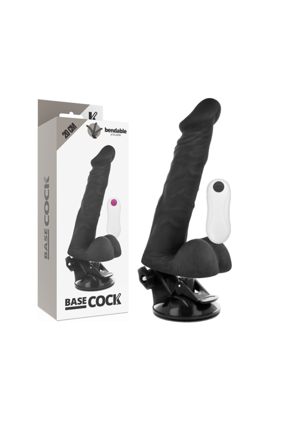BASECOCK - VIBRATORE ARTICOLABILE TELECOMANDO NERO 20 CM -O- 4.5 CM