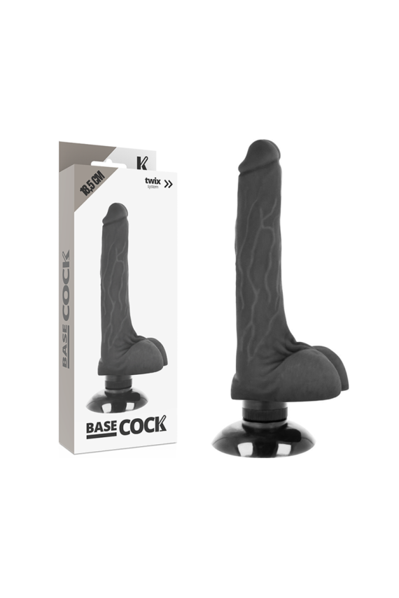 BASECOCK - VIBRATORE REALISTICO BASECOCK 2-1 NERO 18.5 CM -O- 4 CM