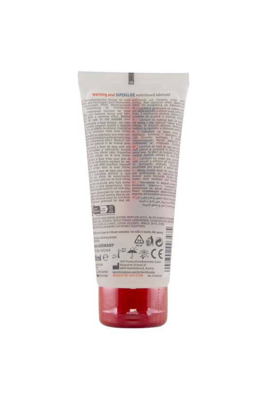 HOT - ANAL SUPERGLIDE LUBRIFICANTE LIQUIDO RISCALDANTE A BASE D'ACQUA 100 ML