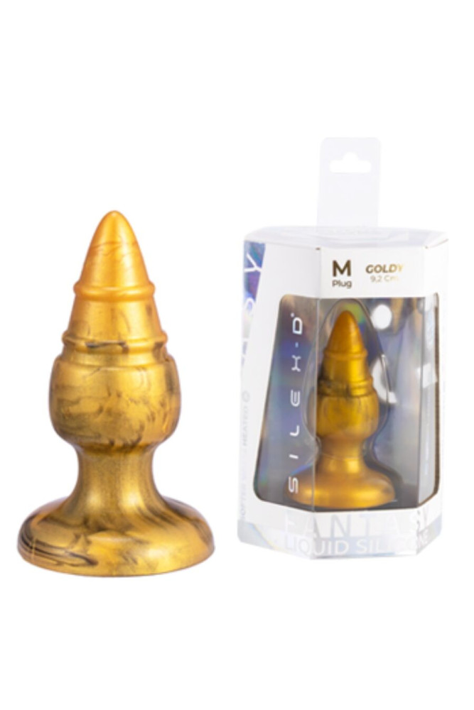 SILEXD - GOLDY ANAL PLUG FANTASY SILICONE LIQUIDO TERMOREATTIVO DORATO 9