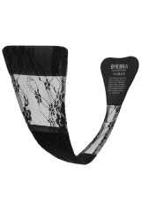 BYE-BRA - TANGA ADHESIVO ENCAJE NEGRO TALLA ÚNICA