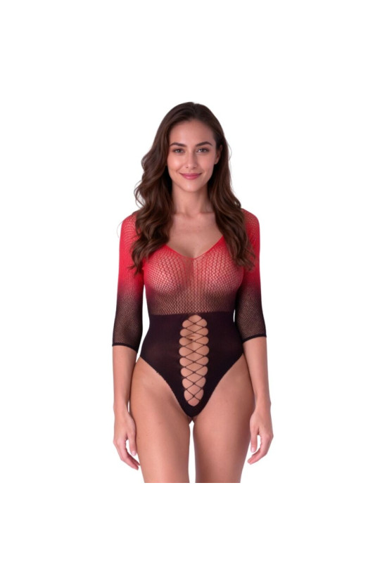 PASSION - BS118 BODYSTOCKING IN RETE NERA E ROSSA