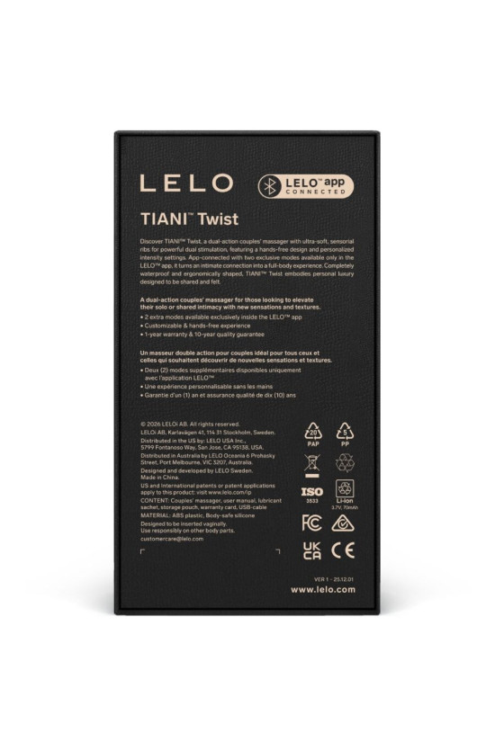 LELO - TIANI VIBRATORE A COPPIE TWIST IN SCHIUMA