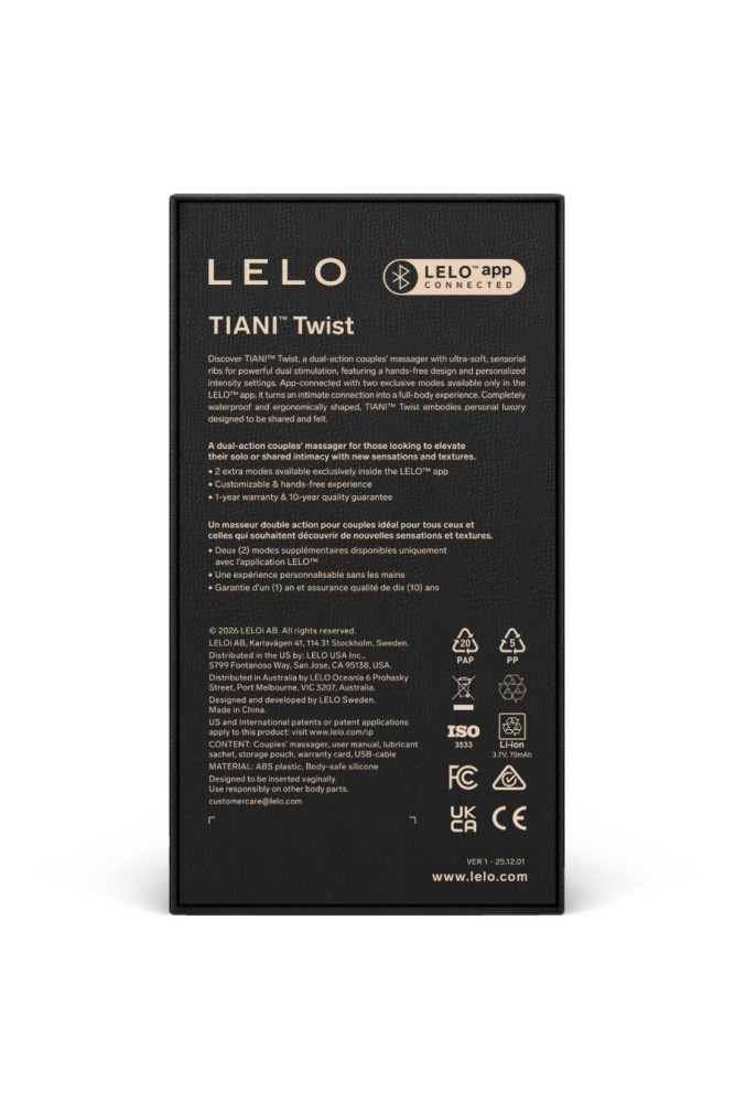 LELO - TIANI VIBRATORE A COPPIE TWIST IN SCHIUMA