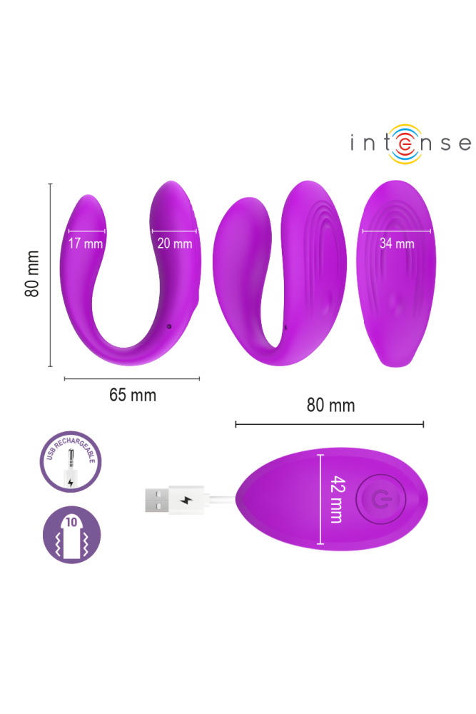 INTENSE - NORA STIMOLATORE VIBRANTE A MORSETTO VIOLA