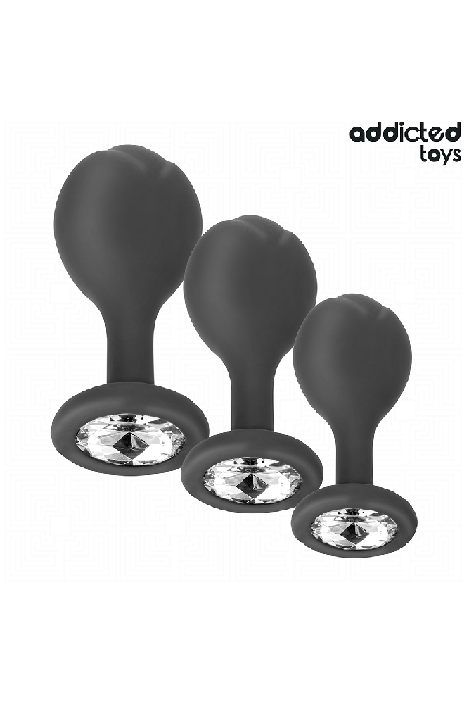 ADDICTED TOYS - SET DI 3 TAPPI ANALI CON GIOIELLO