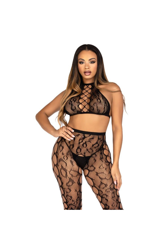 LEG AVENUE - 89372 CROP TOP E COLLANT SENZA CAVALLO NERO - TAGLIA UNICA