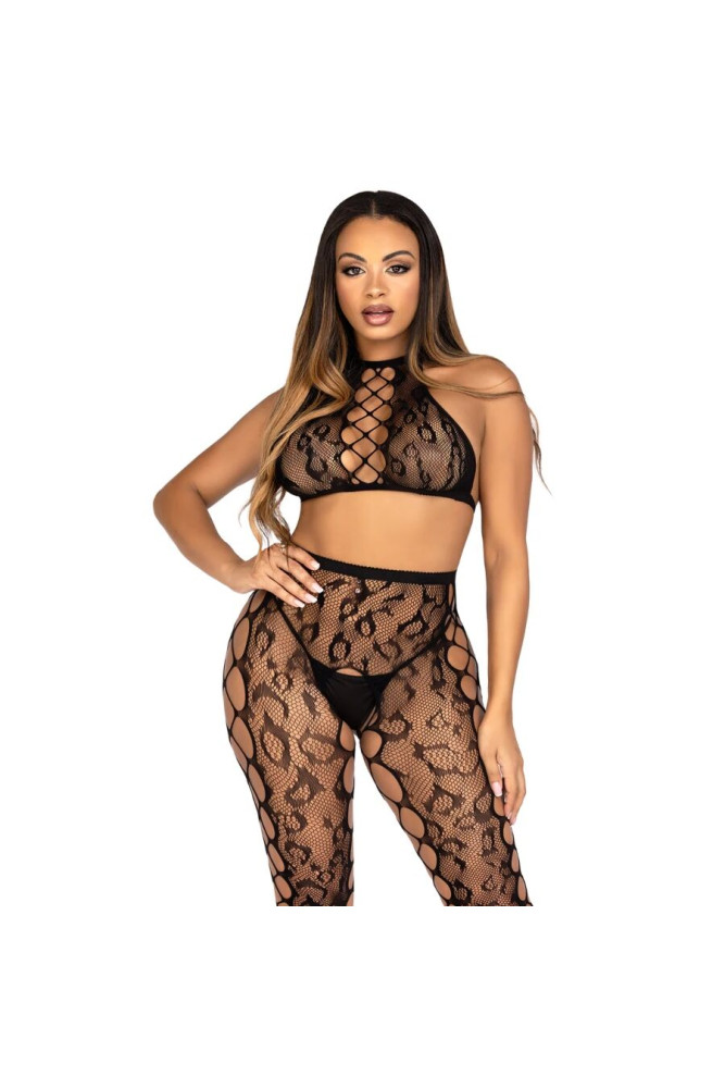 LEG AVENUE - 89372 CROP TOP E COLLANT SENZA CAVALLO NERO - TAGLIA UNICA