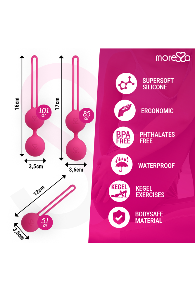 MORESSA - SET OSIAN PREMIUM SILICONE ROSA (Osian One - 51 g | Osian Two - 101 g | Osian Three 85 g)