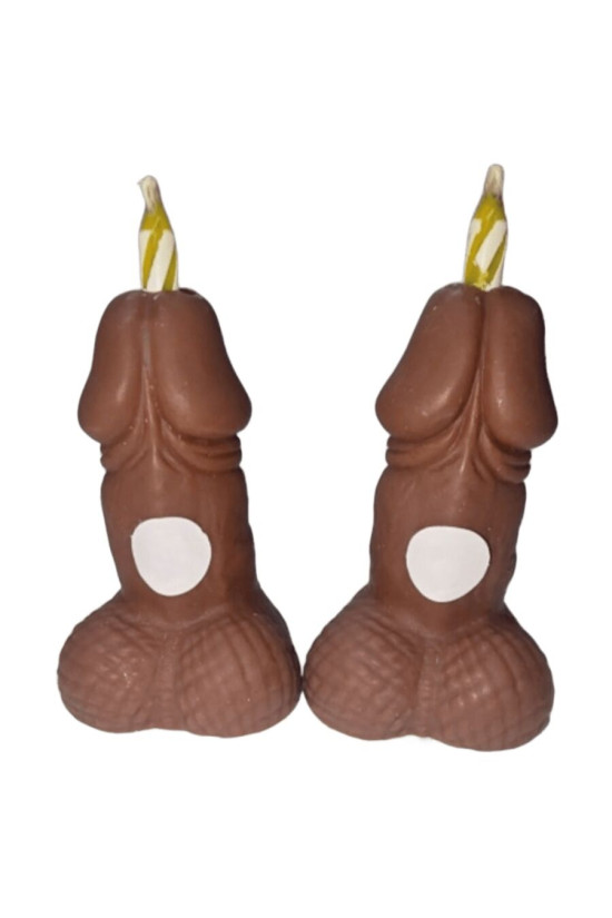 DIABLO PICANTE - CANDELE CON NUMERI DI COMPLEANNO A FORMA DI PENE TONO SCURO 2 UNITÀ