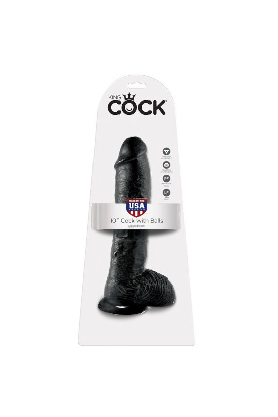 KING COCK - 10 DILDO NERO CON SFERE 25.4 CM