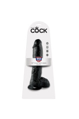 KING COCK - 10 DILDO NERO CON SFERE 25.4 CM
