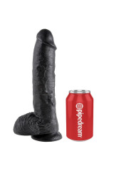 KING COCK - 10 DILDO NERO CON SFERE 25.4 CM