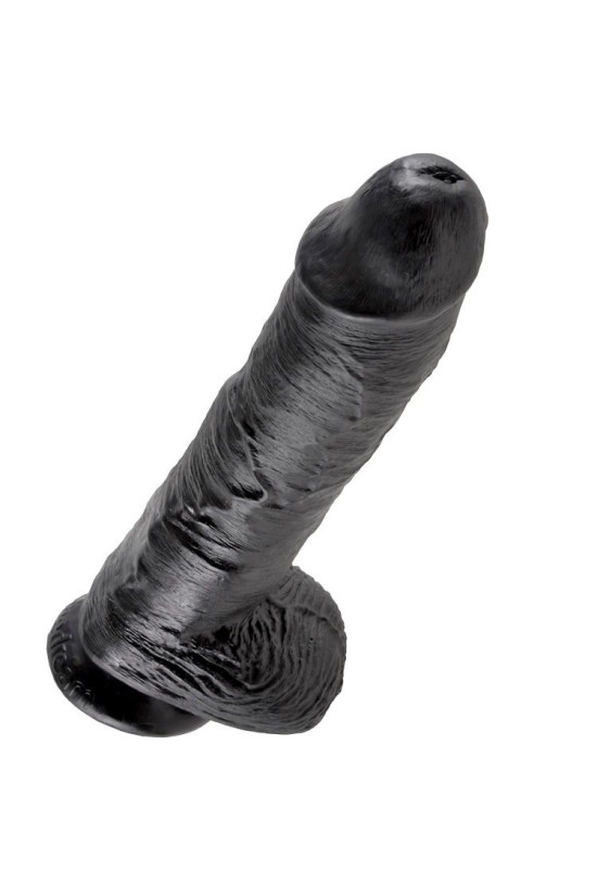 KING COCK - 10 DILDO NERO CON SFERE 25.4 CM