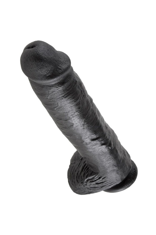 KING COCK - 11 DILDO NERO CON SFERE 28 CM