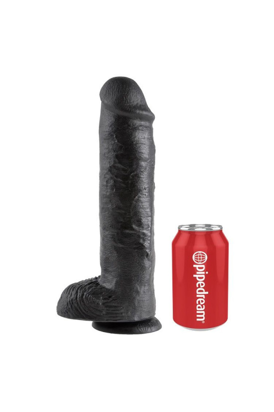 KING COCK - 11 DILDO NERO CON SFERE 28 CM