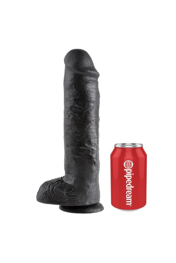 KING COCK - 11 DILDO NERO CON SFERE 28 CM