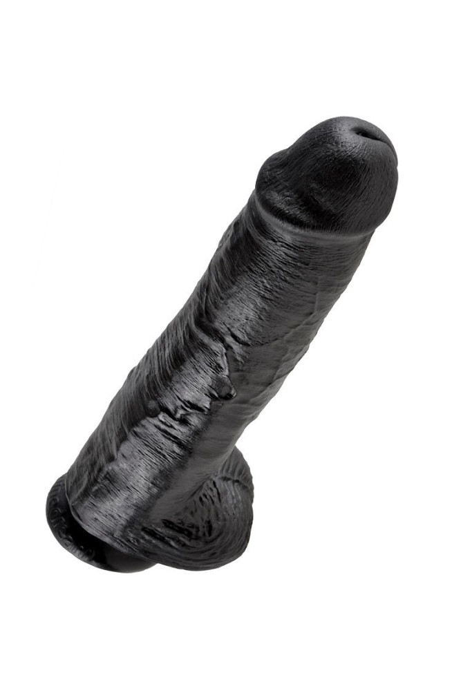 KING COCK - 11 DILDO NERO CON SFERE 28 CM