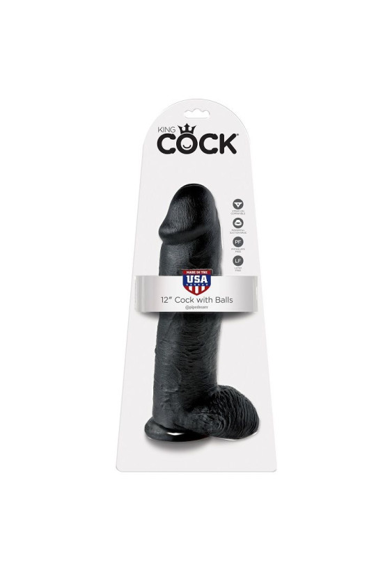 KING COCK - 12 DILDO NERO CON SFERE 30.48 CM