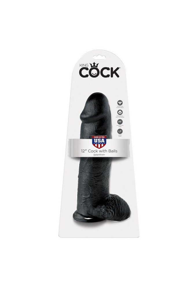 KING COCK - 12 DILDO NERO CON SFERE 30.48 CM
