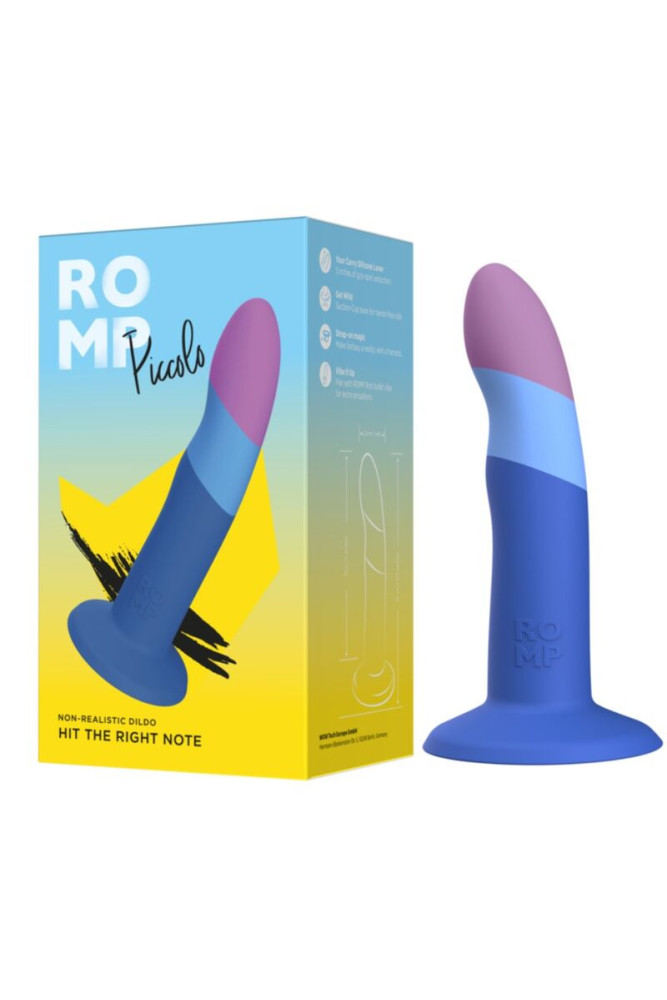 ROMP - DILDO IN SILICONE PICCOLO CON VENTOSA TRICOLORE 14 CM