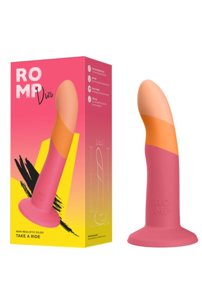 ROMP - DIZI DILDO IN SILICONE CON VENTOSA TRICOLORE 18 CM
