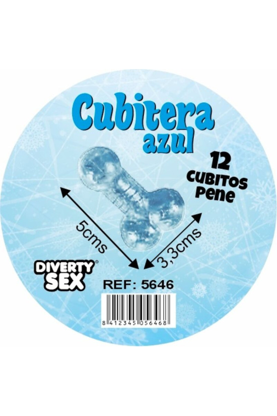 DIABLO PICANTE - 12 PENI IN SILICONE RIGIDO DA APPENDERE A UN SECCHIELLO PER IL GHIACCIO BLU