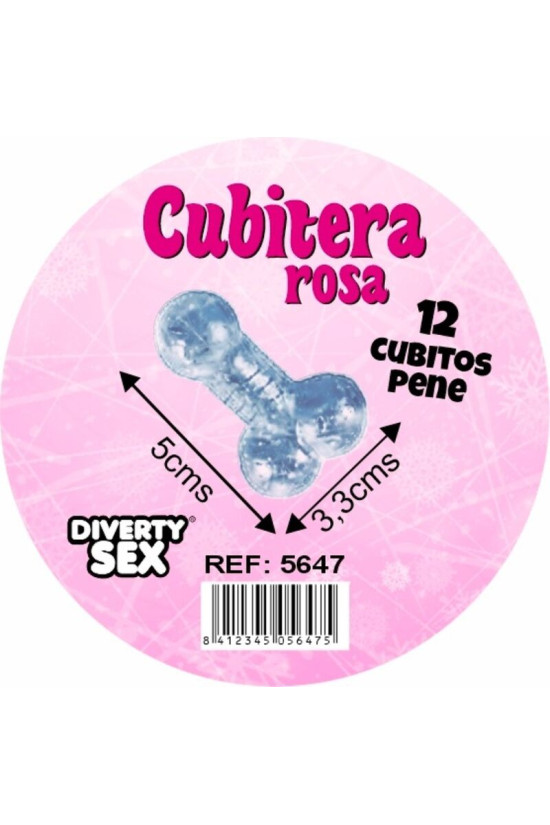 DIABLO PICANTE - 12 PENI IN SILICONE RIGIDO DA APPENDERE A UN SECCHIELLO PER IL GHIACCIO ROSA