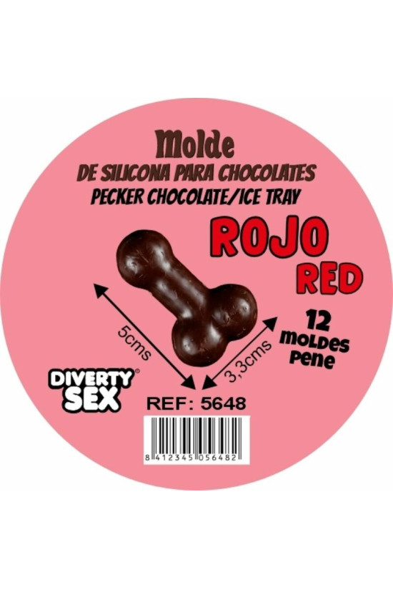 DIABLO PICANTE - STAMPO PER CIOCCOLATO CON 12 PENI IN SILICONE DA APPENDERE ROSSO