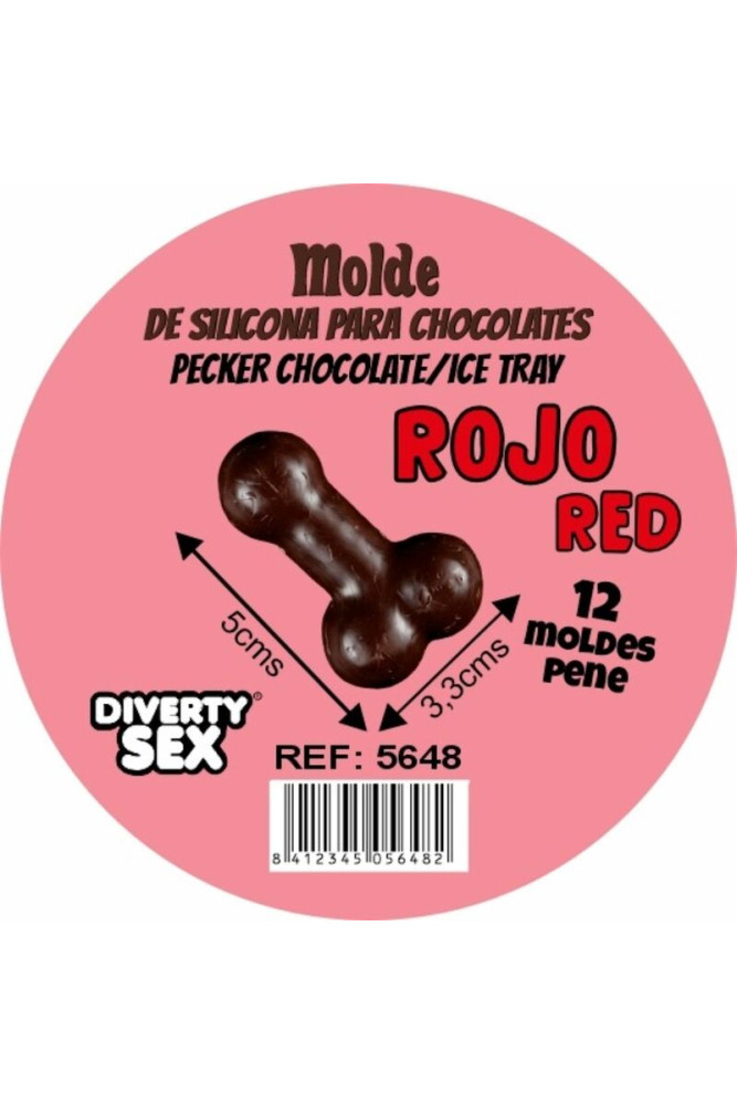 DIABLO PICANTE - STAMPO PER CIOCCOLATO CON 12 PENI IN SILICONE DA APPENDERE ROSSO