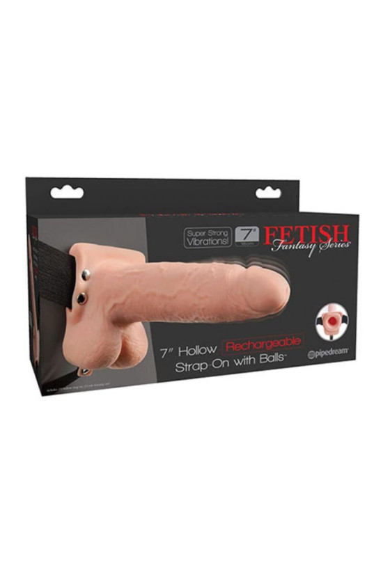 FETISH FANTASY SERIES - STRAP-ON VIBRANTE CAVO REALISTICO CON SFERE DA 17