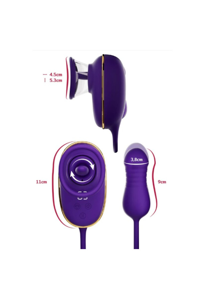 SHE.E.O - STRUMENTO DI ASPIRAZIONE CLITORIDEA CON EFFETTO LECCHIO E STIMOLATORE ANALE VIOLA