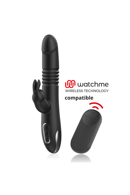 BLACK&SILVER - KENJI VIBRATORE RABBIT UP & DOWN + TELECOMANDO WATCHME