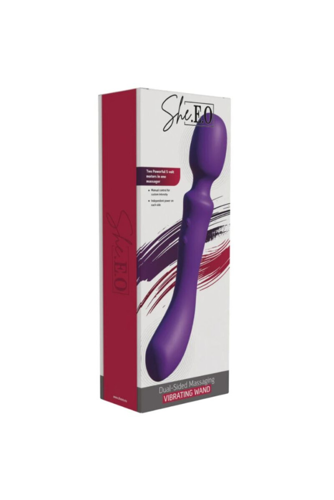 SHE.E.O - BACCHETTA MASSAGGIANTE VIBRANTE A DOPPIA ESTREMITÀ VIOLA