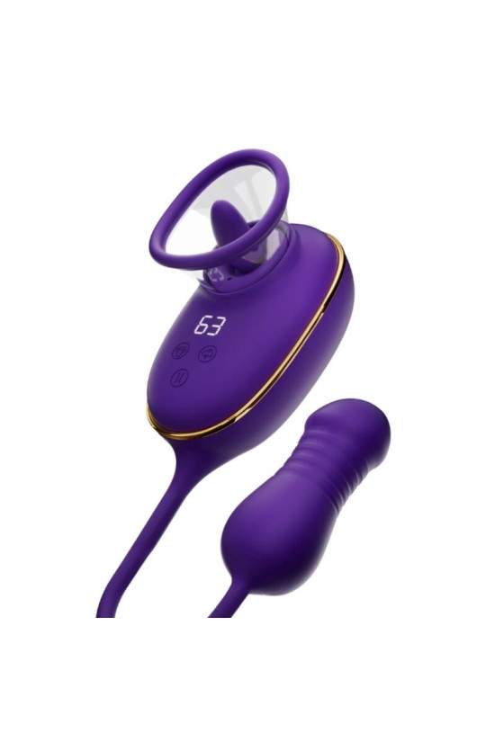 SHE.E.O - STRUMENTO DI ASPIRAZIONE CLITORIDEA CON EFFETTO LECCHIO E STIMOLATORE ANALE VIOLA