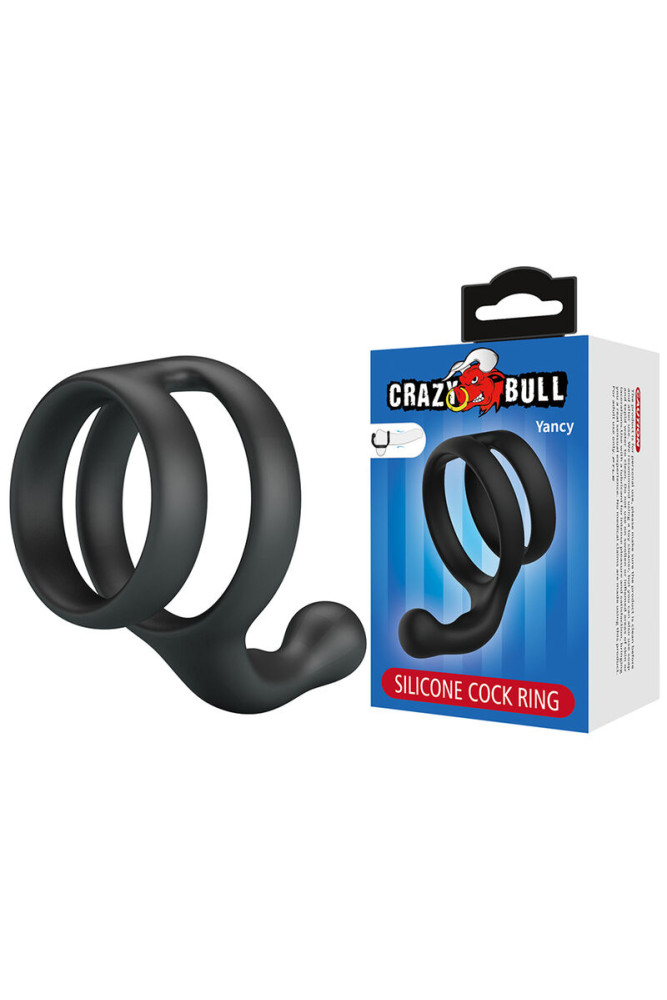 CRAZY BULL - YANCY DOPPIO ANELLO PER PENE E TESTICOLI NERO