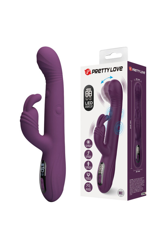 PRETTY LOVE - DEE VIBRATORE A CONIGLIO MULTIFUNZIONE OSCILLANTE E A PERCUSSIONE VIOLA