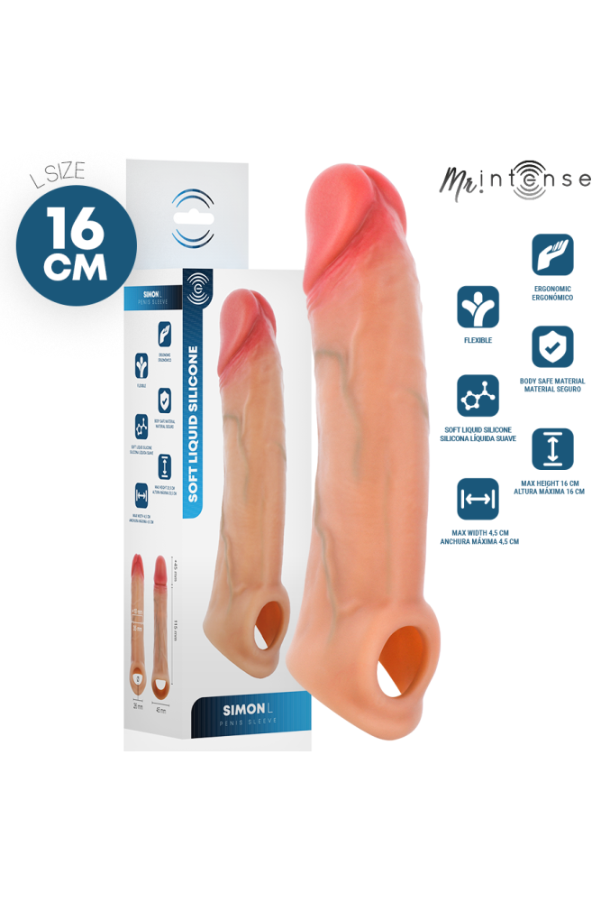 MR INTENSE - SIMON L COPRI PENE IN SILICONE 16 CM -Ø- 4