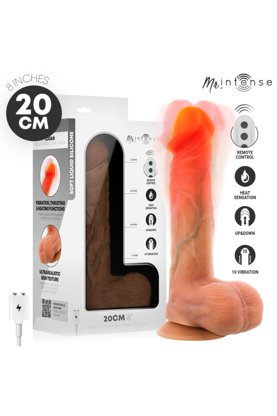 MR INTENSE - DILDO VIBRANTE LOGAN IN SILICONE CON EFFETTO CALORE E TELECOMANDO 20 CM -Ø- 4