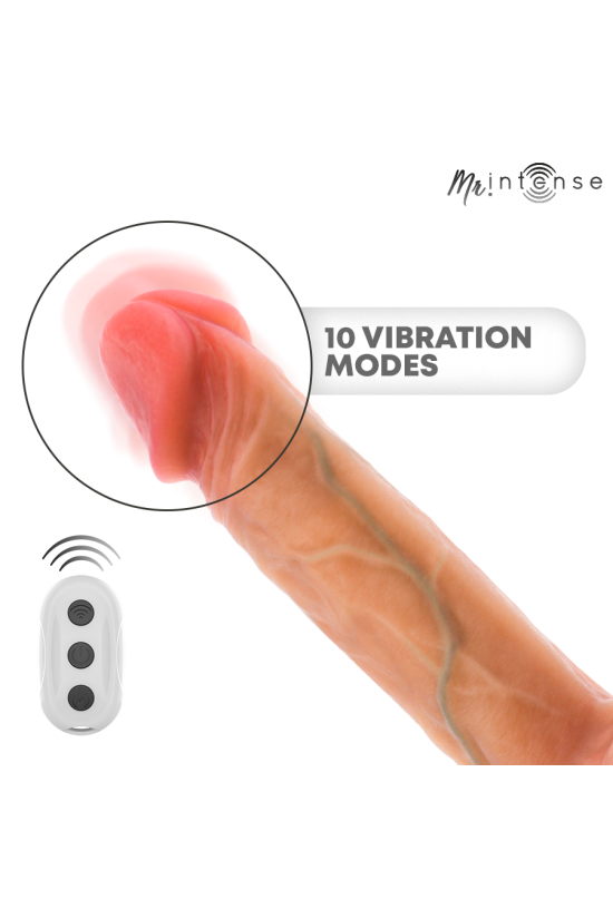 MR INTENSE - DILDO VIBRANTE LOGAN IN SILICONE CON EFFETTO CALORE E TELECOMANDO 20 CM -Ø- 4