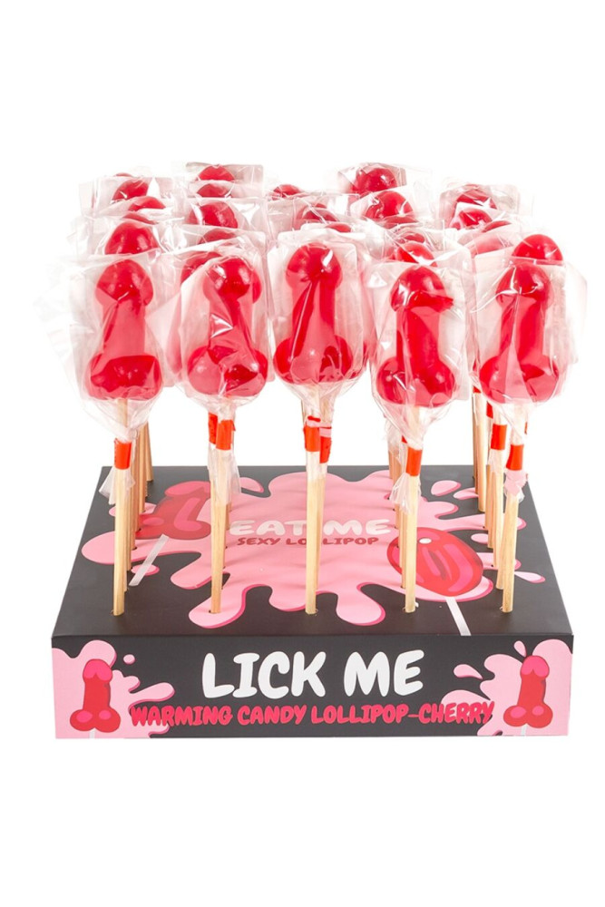 SECRETPLAY - LECCA-LECCA A FORMA DI PENE DI CARAMELLE ALLA CILIEGIA CON EFFETTO CALORE PICCANTE (40 UNITÀ)