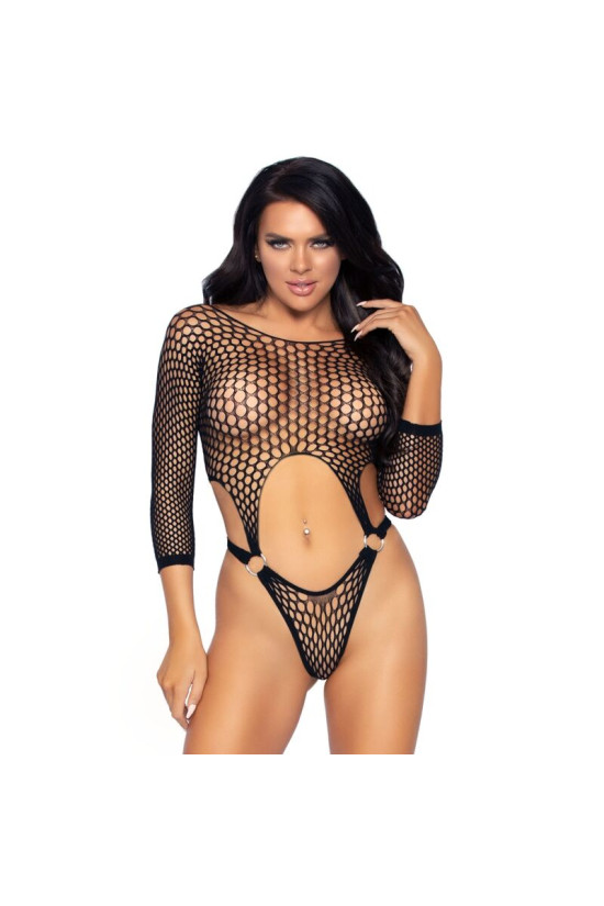 LEG AVENUE - BODY TOP CON PERIZOMA SUL RETRO TAGLIA UNICA - NERO