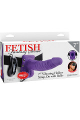 FETISH FANTASY SERIES - SERIES 7 HOLLOW STRAP-ON VIBRANTE CON SFERE 17.8CM VIOLA