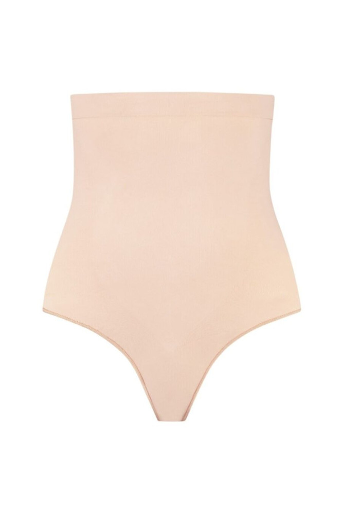 BYE-BRA - TANGA DE TALLE ALTO SIN COSTURAS BEIGE TALLA L