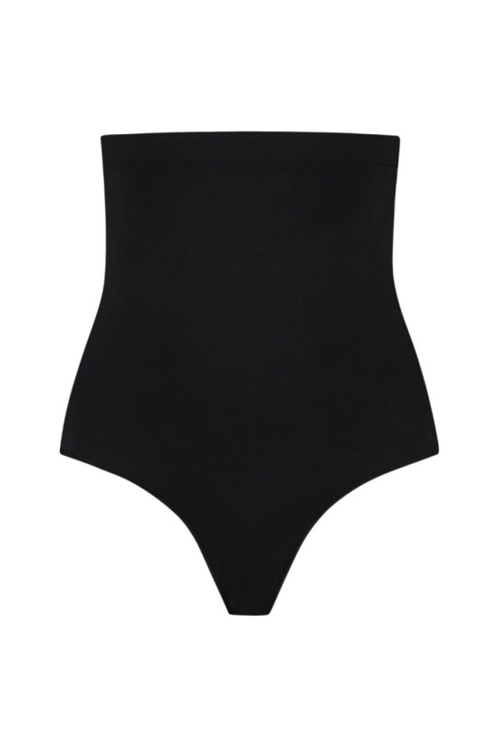 BYE-BRA - TANGA DE TALLE ALTO SIN COSTURAS NEGRO TALLA XL