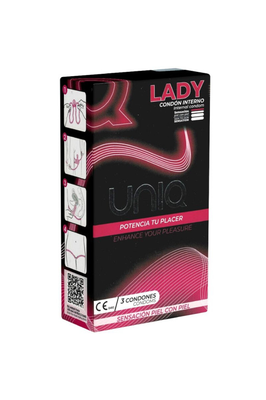 UNIQ - LADY CONDOM PRESERVATIVO FEMMINILE SENZA LATTICE CON CINGHIA DI LEGGENDA 3 UNITÀ