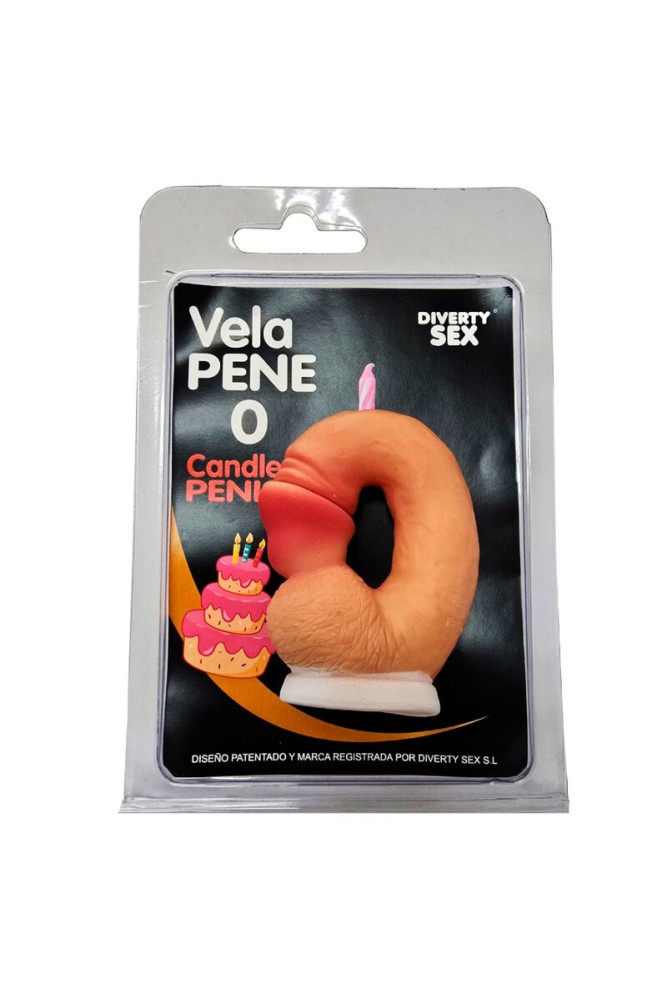 DIABLO PICANTE - CANDELA A FORMA DI PENE A FORMA DI NUMERO 0 COLORE CARNE