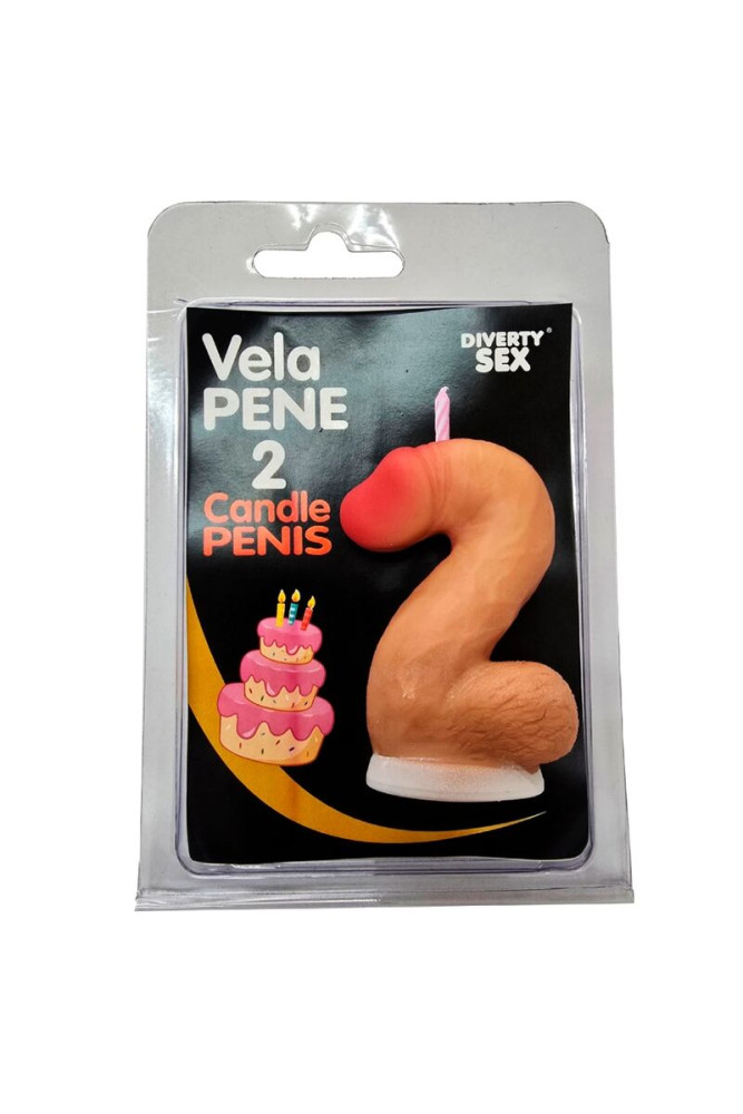 DIABLO PICANTE - CANDELA A FORMA DI PENE NELLA FORMA DEL NUMERO 2 COLOR CARNE