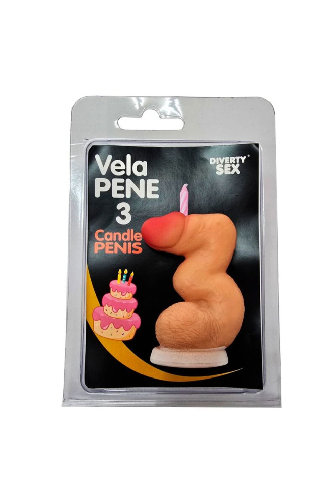 DIABLO PICANTE - CANDELA A FORMA DI PENE NELLA FORMA DEL NUMERO 3 COLOR CARNE